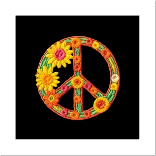 70s Peace sign patch Posters and Art